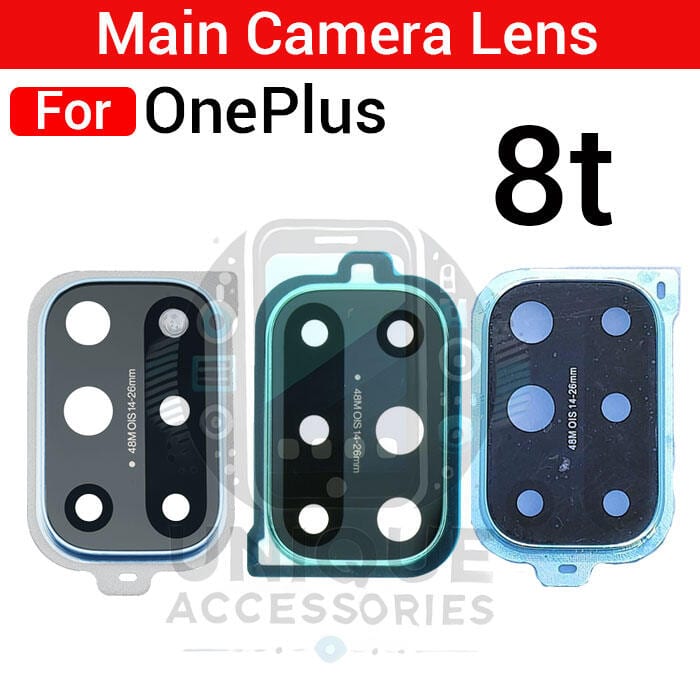 Camera Main Glass Lens With Frame for OnePlus 8T Replacement Part (Not Tempered Camera Glass Protector)