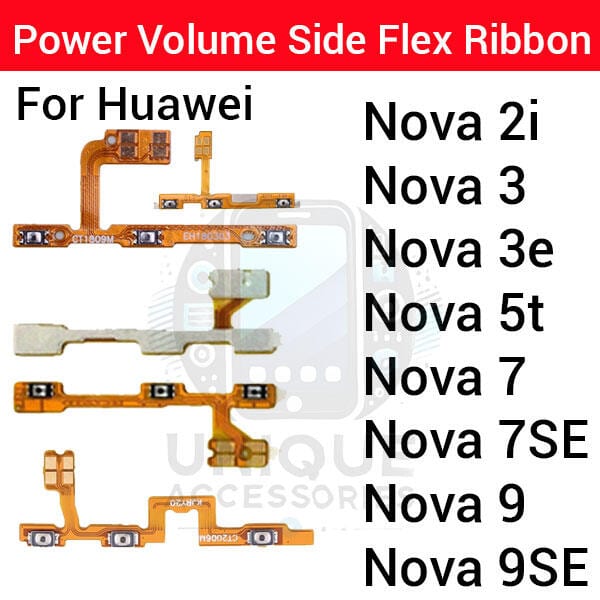 Huawei Nova 2i 3 3e 5t 7 7se 9 9se Power on / off Switch Button Side Volume Up Down Buttons Flex Cable Replacement Parts