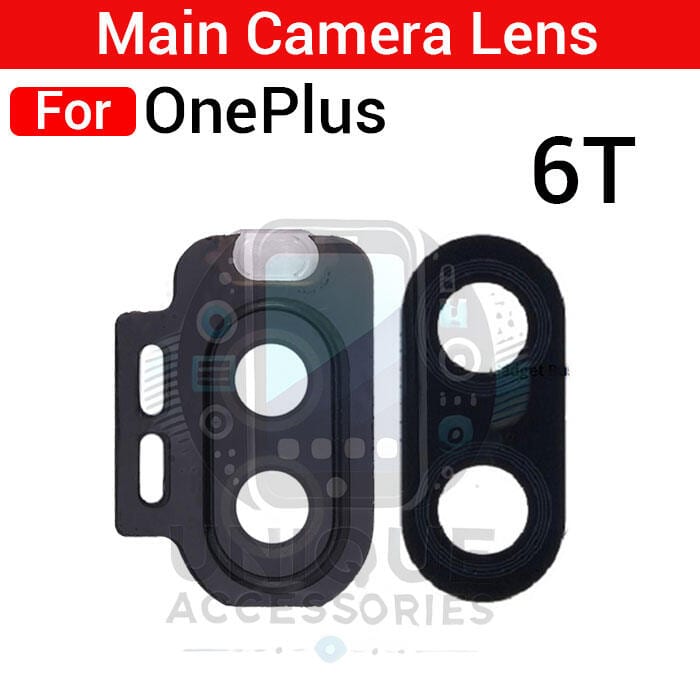Camera Main Glass Lens With Frame for OnePlus 6T Replacement Part (Not Tempered Camera Glass Protector)
