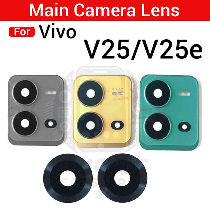 Camera Main Glass Lens With Frame for Vivo V25 V25e Replacement Part (Not Tempered Camera Glass Protector)