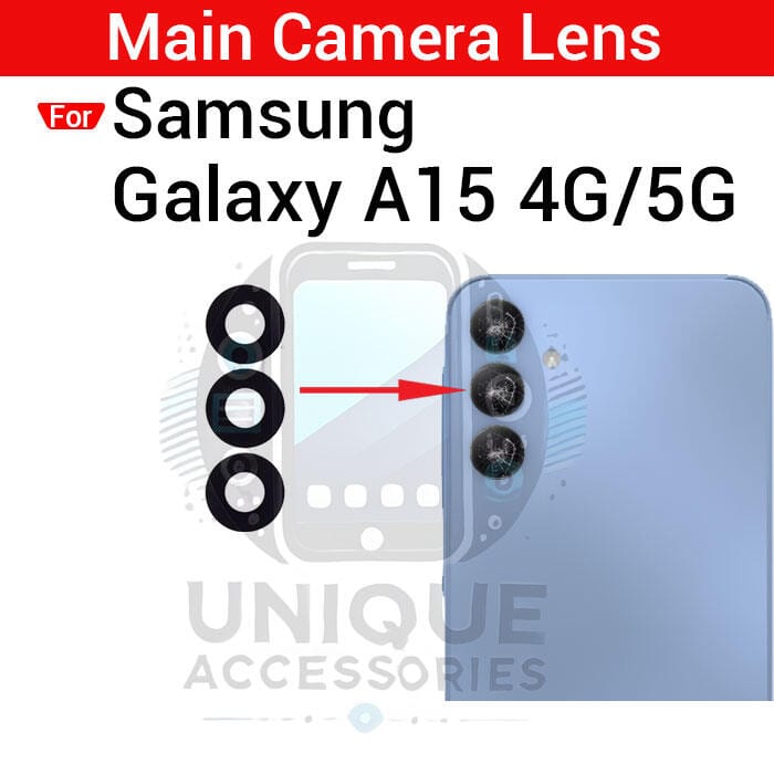 Camera Main Glass Lens for Samsung Galaxy A15 4G 5G Replacement Part (Not Tempered Camera Glass Protector)