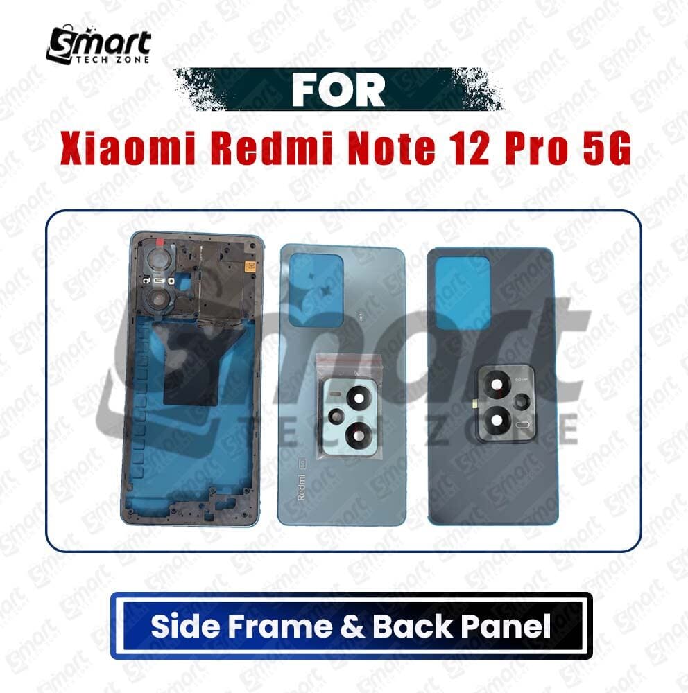 For Xiaomi Redmi Note 12 Pro 5G (22101316C, 22101316I, 23013RK75C, 22101316G) Side Frame + Back Panel Housing + Camera Glass Back shell Replacement Spare Parts (Glass Backshell)