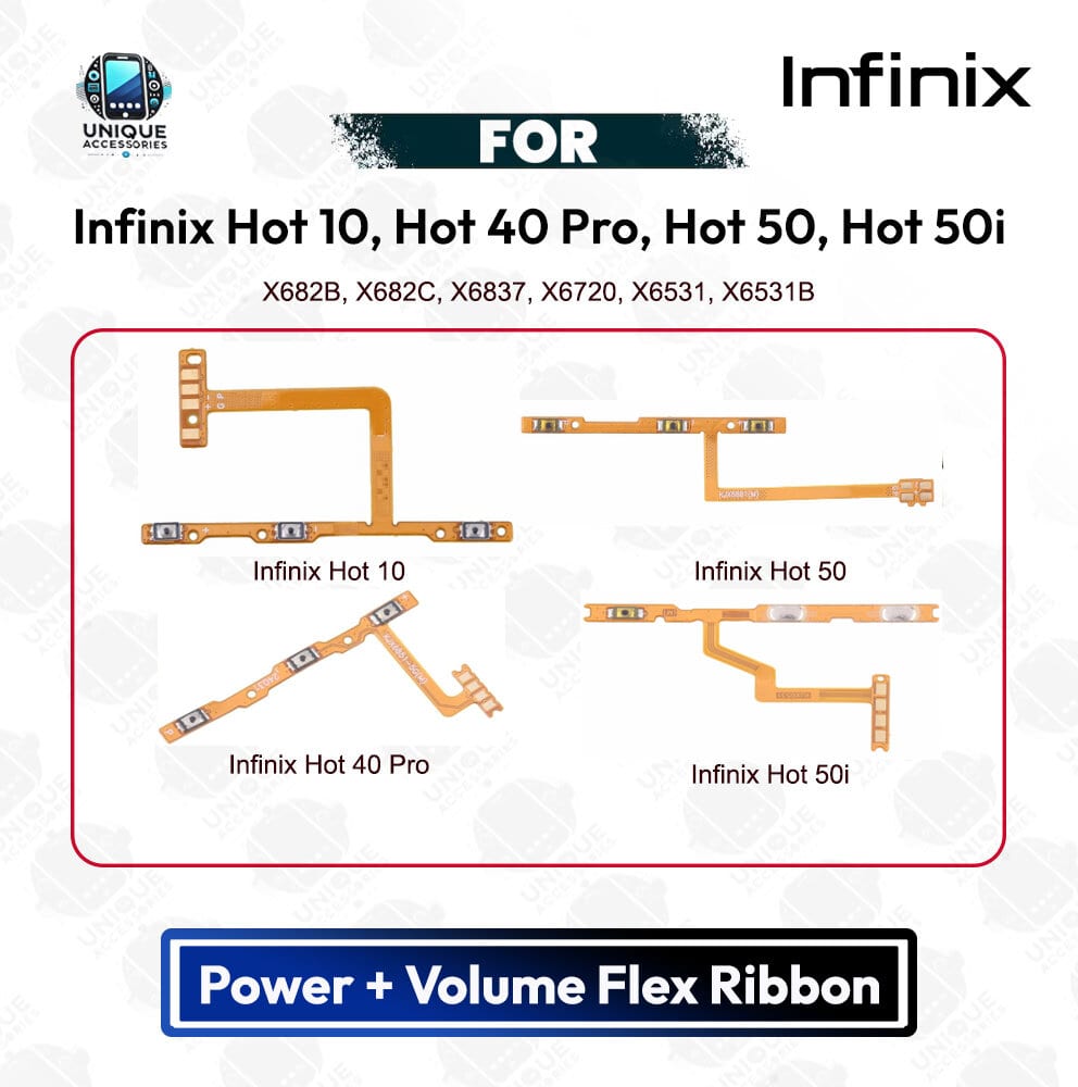 Infinix Hot 10 Hot 40 Pro Hot 50 Hot 50i Volume Button Flex Cable PCB Repair Spare Part Replacement