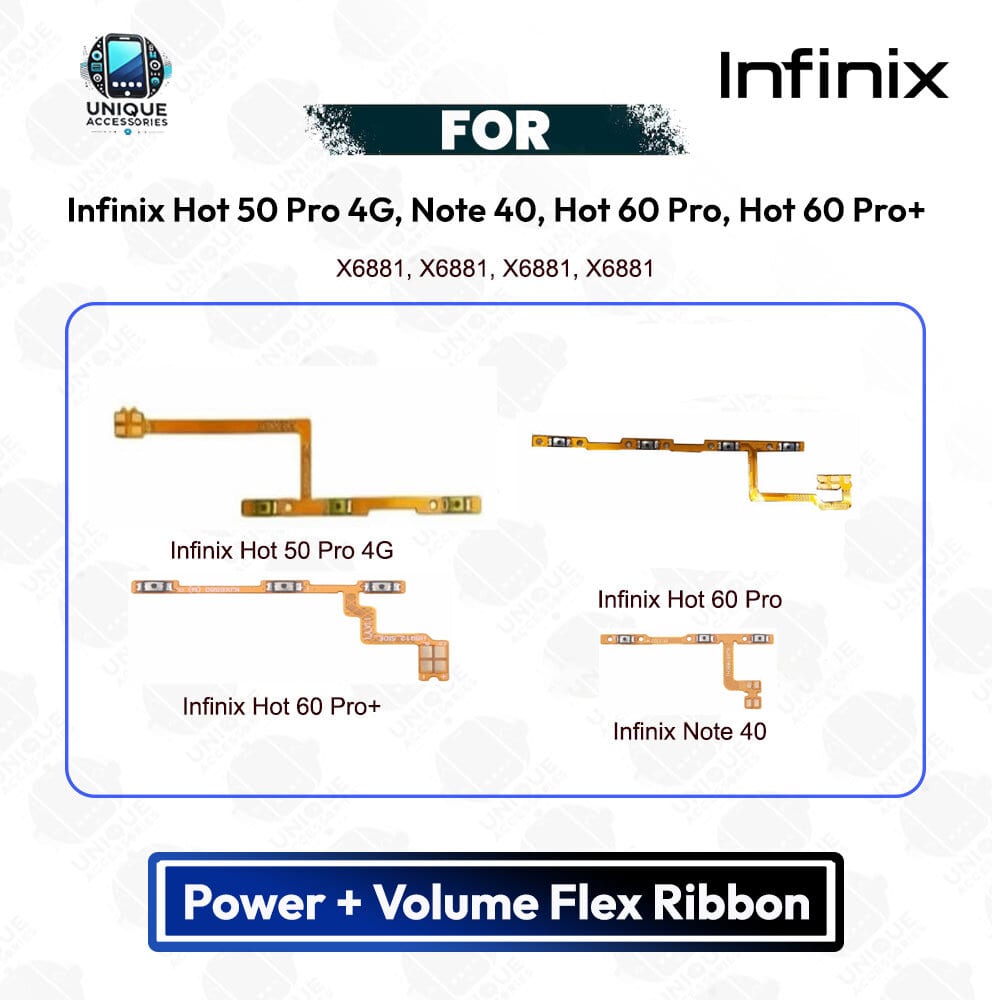 Infinix Hot 50 Pro 4G Note 40 Hot 60 Pro Hot 60 Pro+ Volume Button Flex Cable PCB Repair Spare Part Replacement
