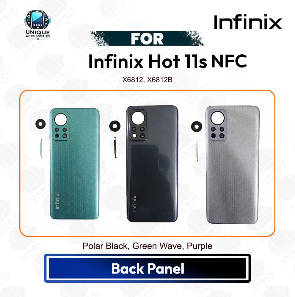 Infinix Hot 11s NFC Back Panel Back Housing Frame Backshell Without Camera Glass Replacement Spare Part (X6812, X6812B)