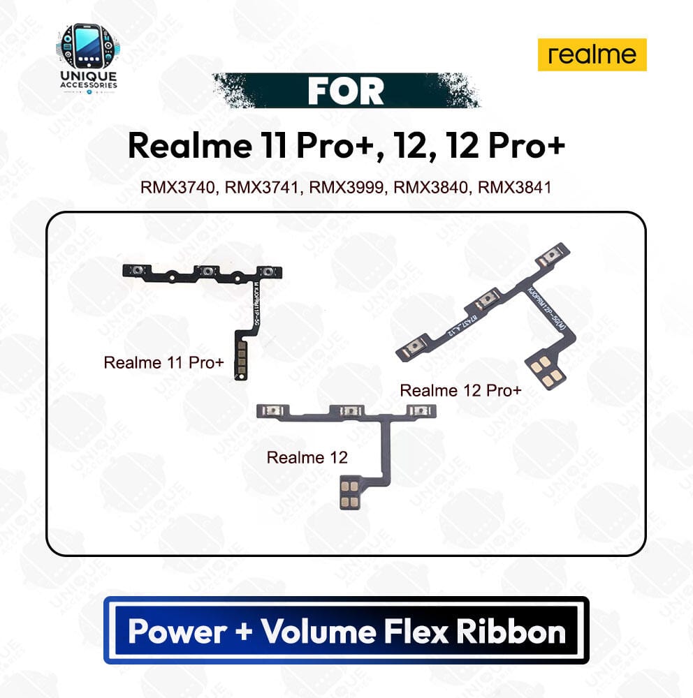 Realme 11 Pro / 11 Pro+ / 12 / 12 Pro / 12 Pro+ Power Button + Volume Up Down Button Flex Cable Ribbon Replacement | Side Key Flex Ribbon Cable | RMX3771 RMX3740 RMX3999 RMX3842 RMX3840 RMX3841 | Exact Fit