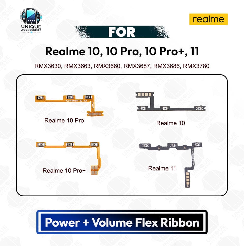Realme 10, 10 Pro, 10 Pro+, 11 Power Button Volume/On Off Key Flex Cable Replacement Parts
