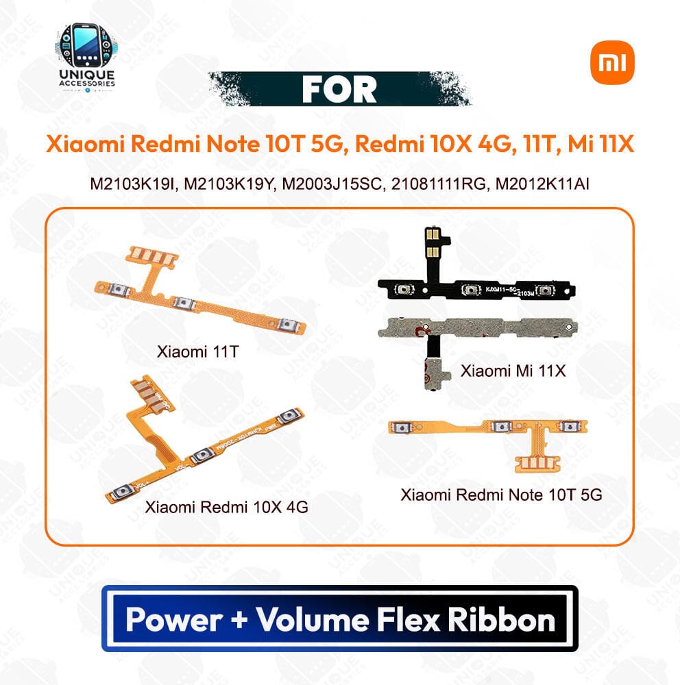 Xiaomi Redmi Note 10T 5G, Redmi 10X 4G, 11T, Mi 11X Power Button Volume/On Off Key Flex Cable Replacement Parts
