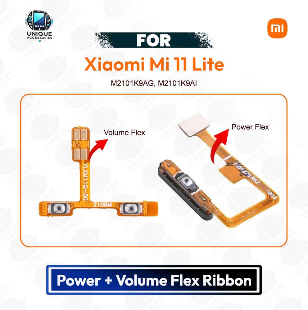 Xiaomi Mi 11 Lite Power Button Volume/On Off Key Flex Cable Replacement Parts | M2101K9AG, M2101K9AI