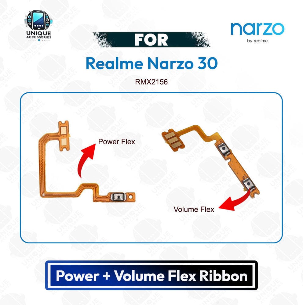 Realme Narzo 30 Power Button Volume/On Off Key Flex Cable Replacement Parts | RMX2156