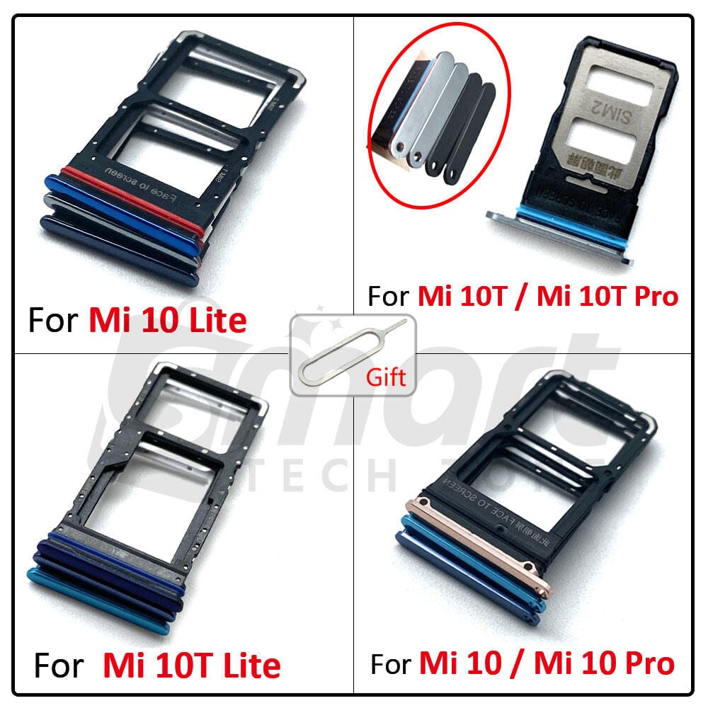Xiaomi Mi 10/ 10 Pro/ 10 Lite/ 10t Lite/ 10t Lite Pro Sim Tray Micro SD Card Slot with Sim Ejector Pin Replacement Part