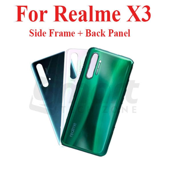 Compatible with Realme X3 Side Frame and Back Panel + With Camera Glass Lens + Outside Key Replacement Part
