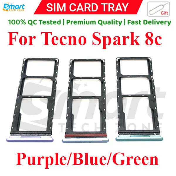 Tecno Spark 8c Sim Tray Micro SD Card Slot with Sim Ejector Pin Replacement Part