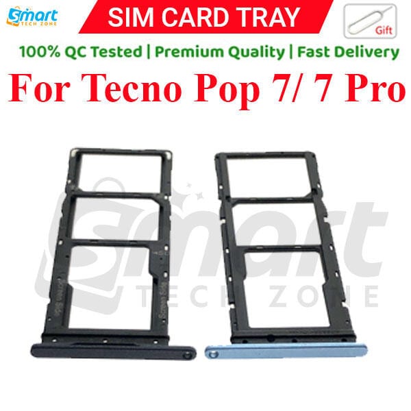 Tecno Pop 7/ 7 Pro Sim Tray Micro SD Card Slot with Sim Ejector Pin Replacement Part
