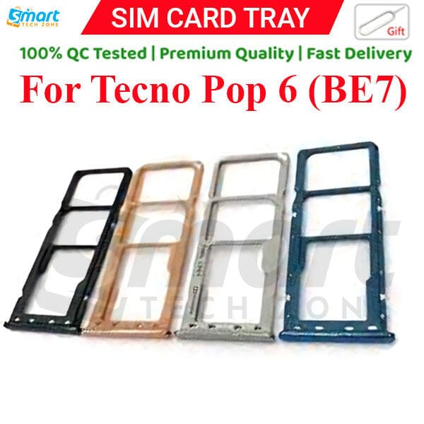 Tecno Pop 6 BE7 Sim Tray Micro SD Card Slot with Sim Ejector Pin Replacement Part