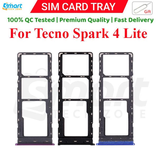 Tecno Spark 4 Lite KC8S Sim Tray Micro SD Card Slot with Sim Ejector Pin Replacement Part