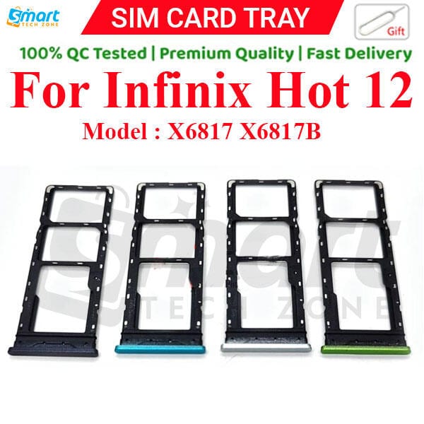 For Infinix Hot 12 (X6817, X6817B) Sim Tray Micro SD Card Slot with Sim Ejector Pin Replacement Part
