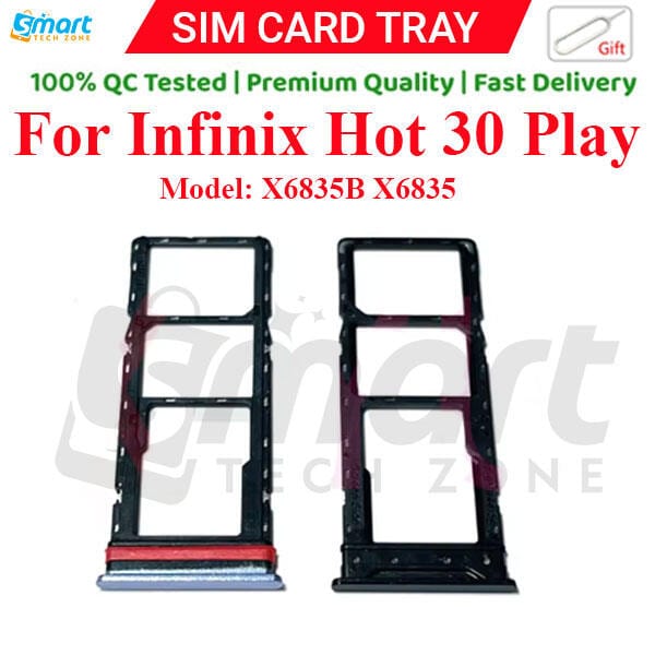 For Infinix Hot 30 Play (X6835B X6835) Sim Tray Micro SD Card Slot with Sim Ejector Pin Replacement Part