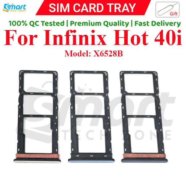 For Infinix Hot 40i (X6528B) Sim Tray Micro SD Card Slot with Sim Ejector Pin Replacement Part