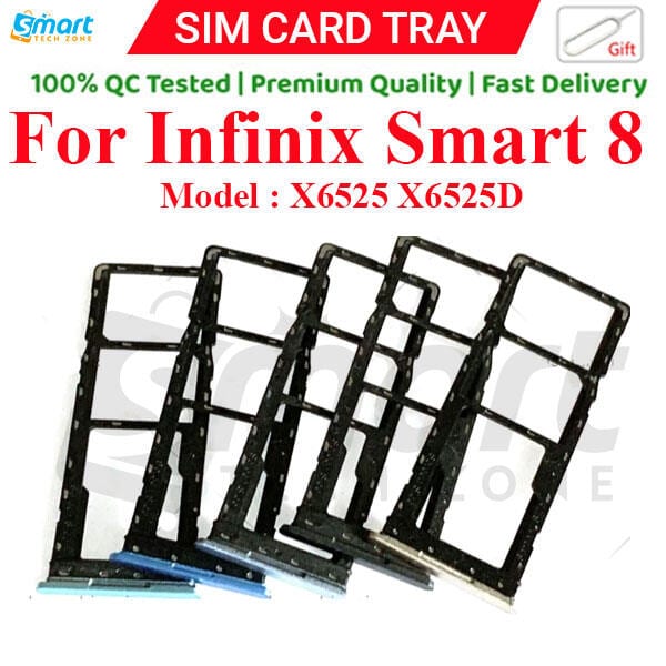 For Infinix Smart 8 X6525 X6525D Sim Tray Micro SD Card Slot with Sim Ejector Pin Replacement Part