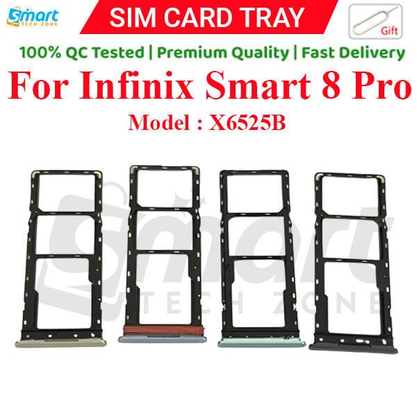 For Infinix Smart 8 Pro X6525B Sim Tray Micro SD Card Slot with Sim Ejector Pin Replacement Part