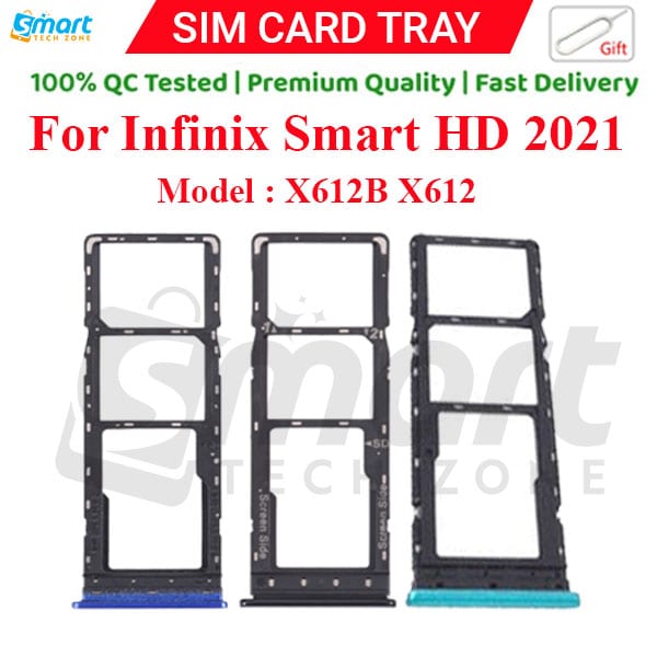 For Infinix Smart HD 2021 X612B X612 Sim Tray Micro SD Card Slot with Sim Ejector Pin Replacement Part