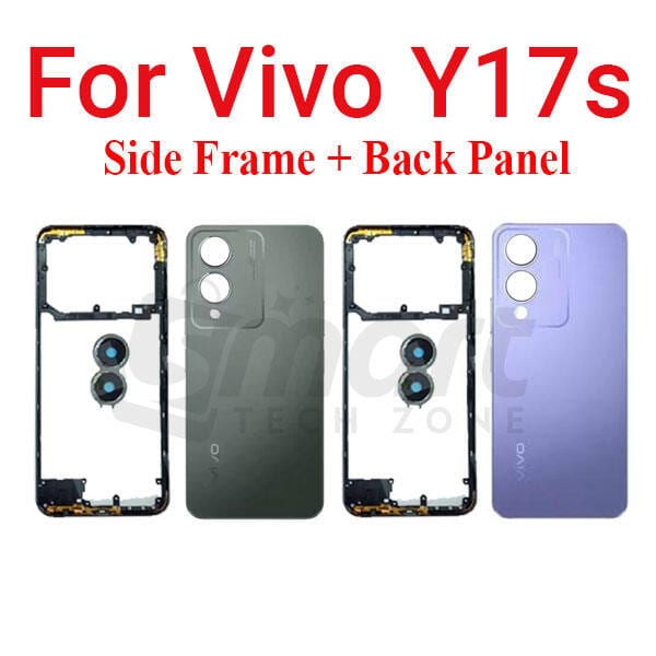 For Vivo Y17s Side Frame + Back Panel Housing + Camera Glass Back shell Replacement Spare Parts