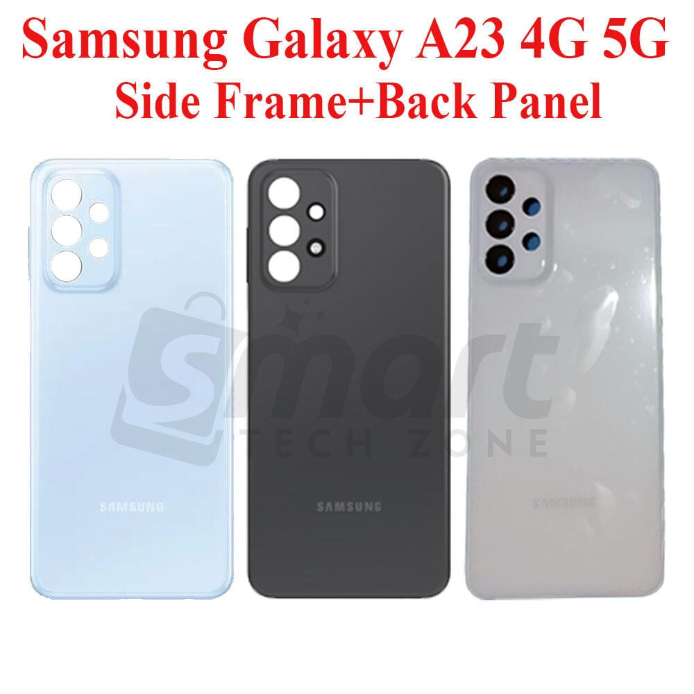 For Samsung Galaxy A23 4G 5G Side Frame + Back Panel Housing + Camera Glass Back shell Replacement Spare Parts
