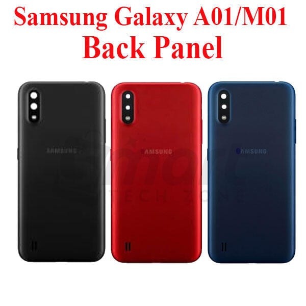 Samsung Galaxy A01/ M01 Back Panel/Backshell/ Casing + With Camera Lens + Side Buttons With Logo-All Colors Available