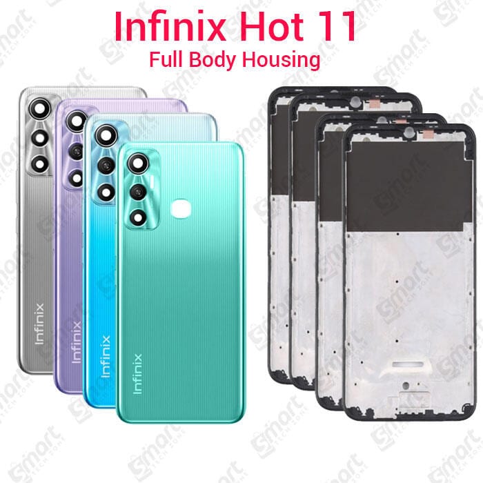 For Infinix Hot 11 Full Body Housing With Camera Glass (LCD Frame, Side/Middle Frame, Back Panel/Backshell)