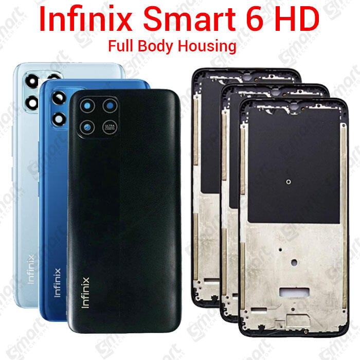 For Infinix Smart 6 HD Full Body Housing With Camera Glass (LCD Frame, Side/Middle Frame, Back Panel/Backshell)
