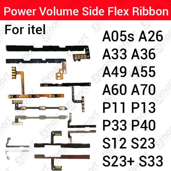Itel A05s A26 A33 A36 A49 A55 A60 A70 P11 P13 P33 P40 S12 S23 S23+ S33 Power on / off Switch Button Side Volume Up Down Buttons Flex Cable Replacement Parts