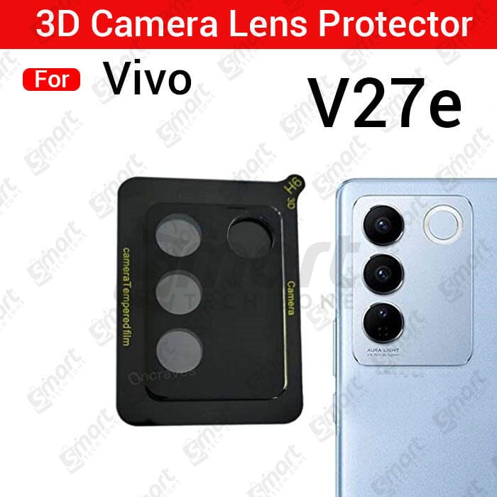 3D Camera Glass Lens Cover Tempered Glass Protector for Vivo V27e | Full Camera Coverage I 3D Lens Shield I Oil Resistant