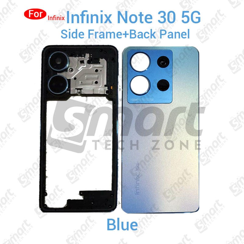 For Infinix Note 30 5G X6711 Side Frame + Back Panel Housing + Camera Glass Back shell Replacement Spare Parts