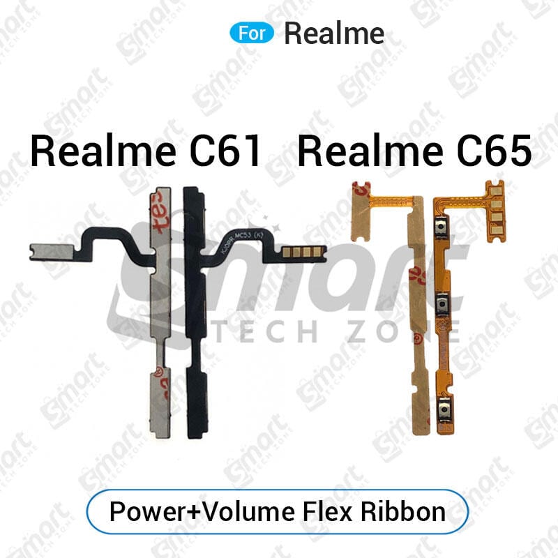 Realme C61 C65 Power on / off Switch Button Side Volume Up Down Buttons Flex Cable Replacement Parts