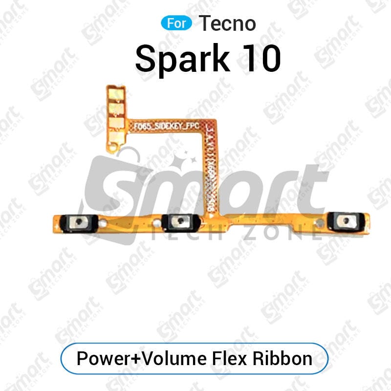 Tecno Spark 10 KI5q Power on / off Switch Button Side Volume Up Down Buttons Flex Cable Replacement Parts