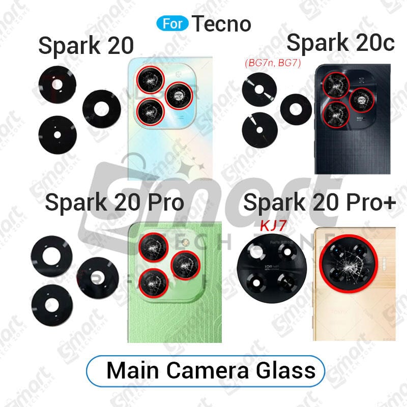 Camera Main Glass Lens for Tecno Spark 20 20c 20 Pro 20 Pro Plus Replacement Part (Not Tempered Camera Glass Protector)