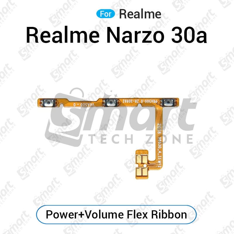 Realme Narzo 30a Power on / off Switch Button Side Volume Up Down Buttons Flex Cable Replacement Parts