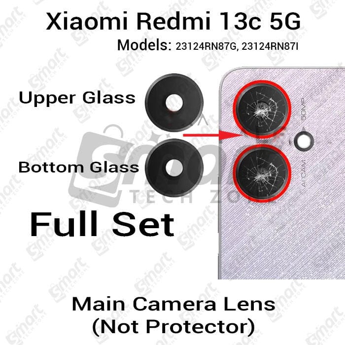 Camera Main Glass Lens for Xiaomi Redmi 13c 5G Replacement Part (Not Tempered Camera Glass Protector)