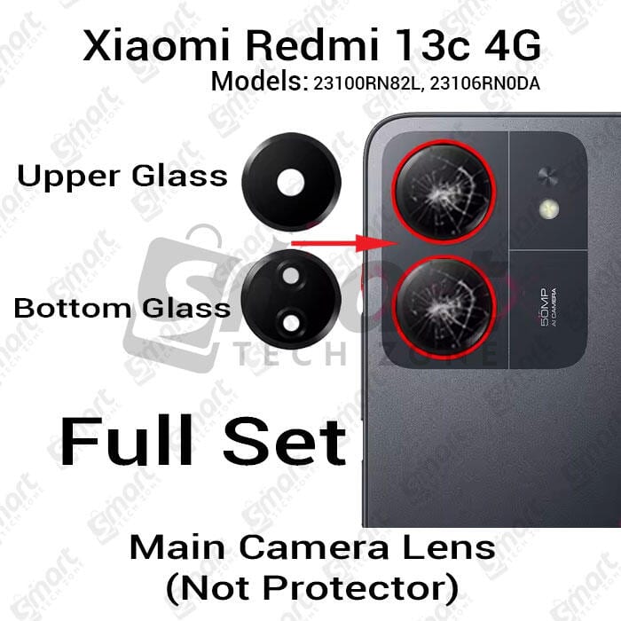 Camera Main Glass Lens for Xiaomi Redmi 13c Replacement Part (Not Tempered Camera Glass Protector)