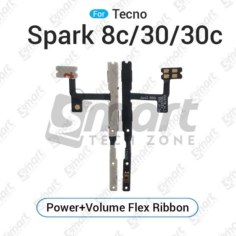 Tecno Spark 8c 30 30c Power on / off Switch Button Side Volume Up Down Buttons Flex Cable Replacement Parts
