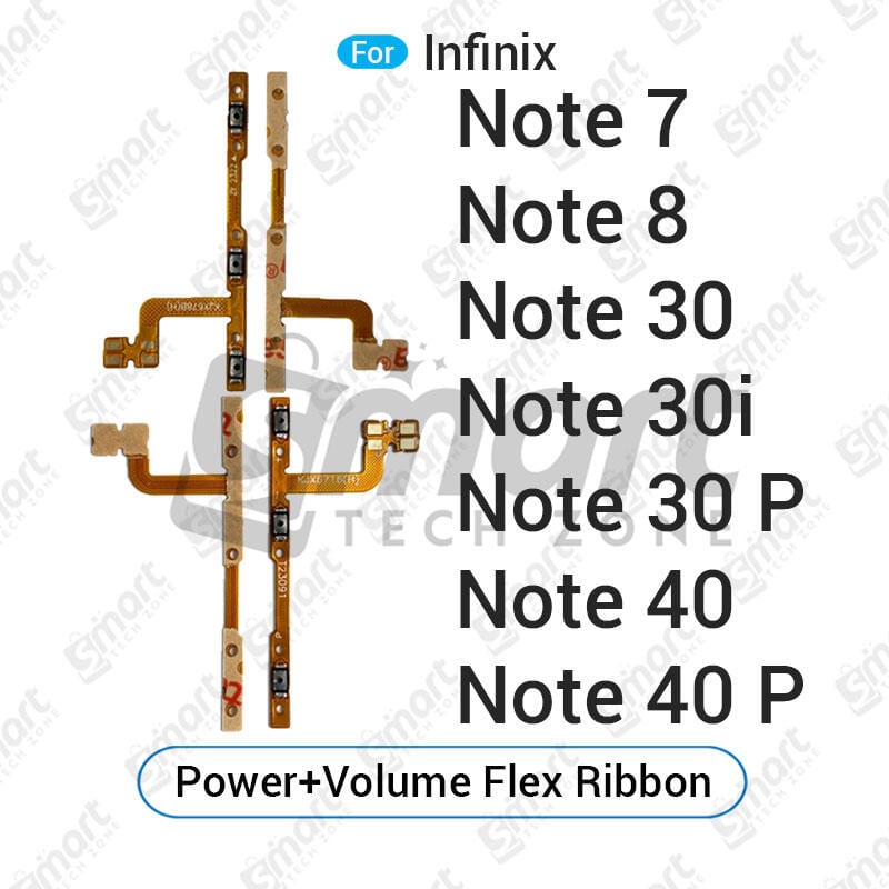 Infinix Note 7 8 30 5G 30i 30 Pro 40 40 Pro Power on / off Switch Button Side Volume Up Down Buttons Flex Cable Replacement Parts