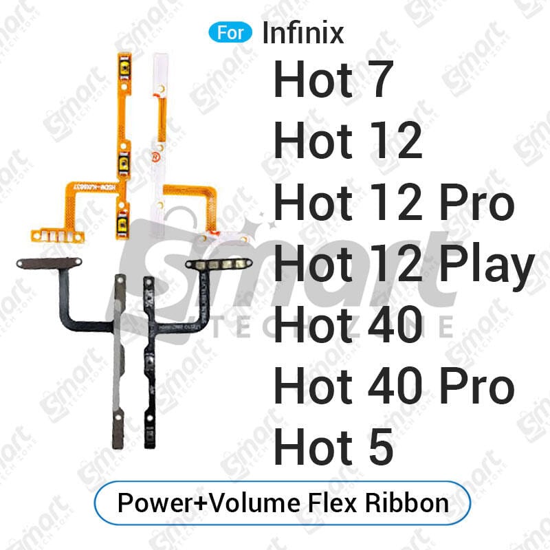 Infinix Hot 7 12 12 Pro 12 Play 40 40 Pro 50 Power on / off Switch Button Side Volume Up Down Buttons Flex Cable Replacement Parts