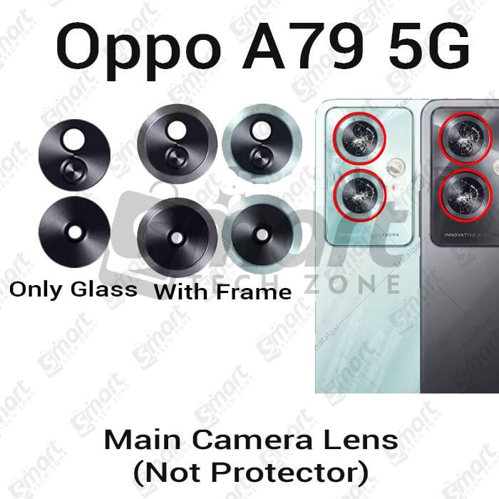 Camera Main Glass Lens With Frame for Oppo A79 5G Replacement Part (Not Tempered Camera Glass Protector)