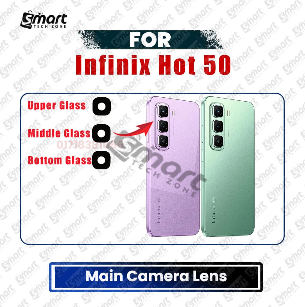 Camera Main Glass Lens for Infinix Hot 50 Replacement Part (Not Tempered Camera Glass Protector)