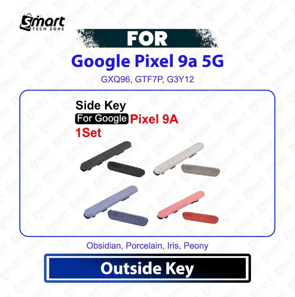 Google Pixel 9a 5G External Side Buttons Set - Power On Off Switch & Volume Up Down Control Keys Replacement Repair Spare Parts (GXQ96 / GTF7P / G3Y12)