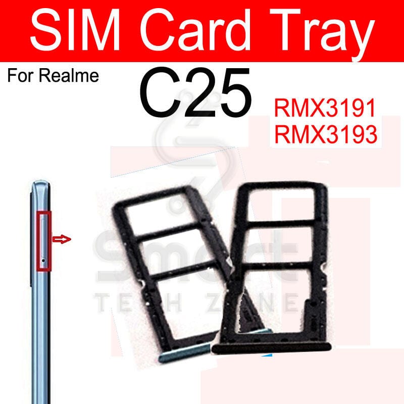 Realme C25 Sim Tray Micro SD Card Slot with Sim Ejector Pin Replacement Part