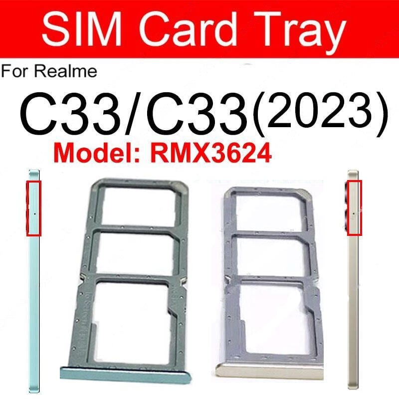 Realme C33 C33 2023 Sim Tray Micro SD Card Slot with Sim Ejector Pin Replacement Part