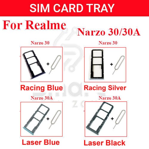Realme Narzo 30 30A Sim Tray Micro SD Card Slot with Sim Ejector Pin Replacement Part