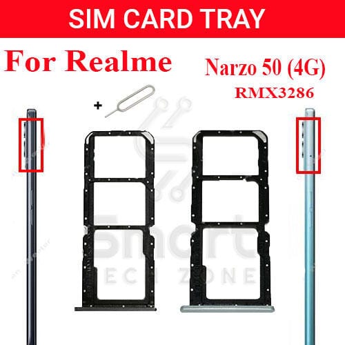 Realme Narzo 50 (4G) RMX3286 Sim Tray Micro SD Card Slot with Sim Ejector Pin Replacement Part